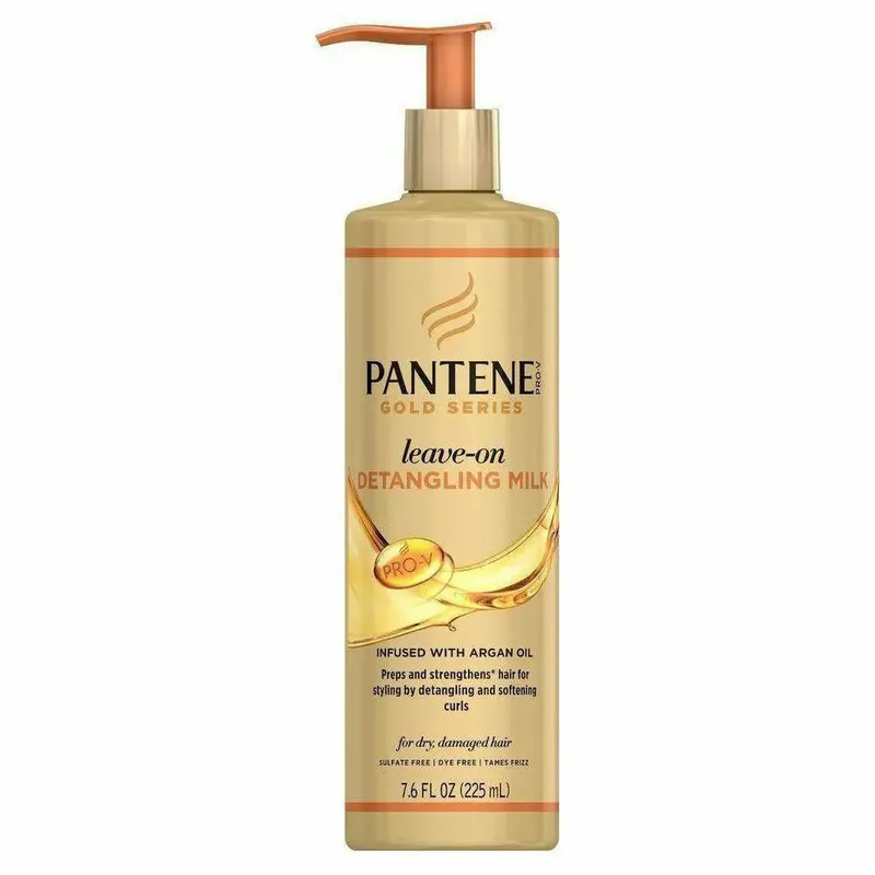 Pantene Gold Series Leave-On Detangling Milk – 7.6 oz Lightweight Pre-Style Treatment