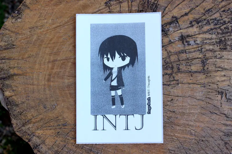 Pongo Beach INTJ Girl Kawaii Chibi Thermal Sticker (4×6″) – MBTI-Inspired Anime-Themed Valentine’s or Self-Expression Gift