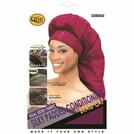 Qfitt Dual-Sided Silky Padded Braid Cap – Satin & Cotton Conditioning Headwear