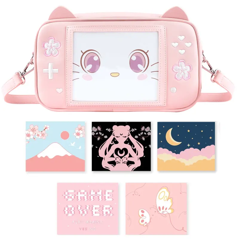 Sakura Crossbody Game Purse – Pink Kawaii Ita Bag for Collectibles & Accessories
