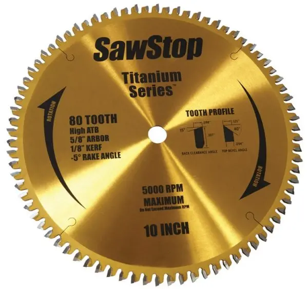 SawStop Titanium Series 80-Tooth 10-Inch Ultra-Fine Finish Saw Blade
