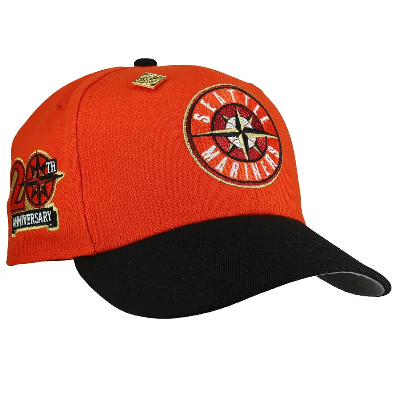 Seattle Mariners 20th Anniversary Orange & Black Metallic 59Fifty Fitted Cap