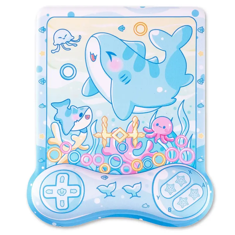 Shark-Shaped Mousepad – Soft Blue Kawaii Anime Design for Gaming or Work