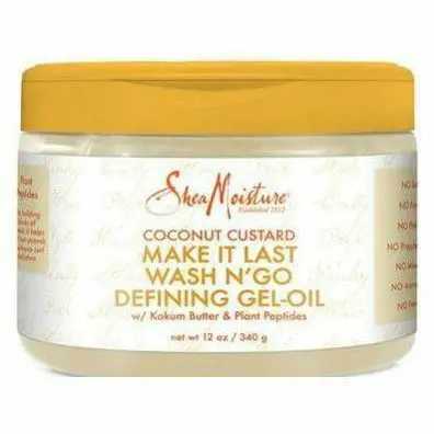 Shea Moisture Coconut Custard Wash N’ Go Gel-Oil – 12 Fl Oz Flexible Hold & Shine Enhancer