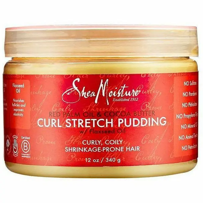 Shea Moisture Red Palm Oil & Cocoa Butter Curl Stretch Pudding – Defined, Flexible Hold Styler, 12 oz