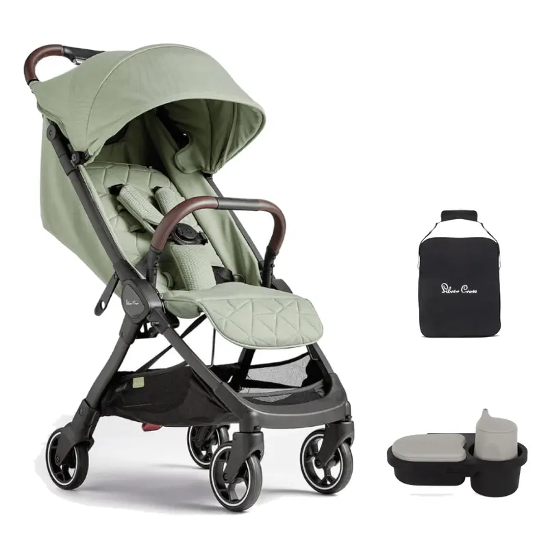 Silver Cross Clic Stroller with Snack Tray & Travel Bag – Sage
