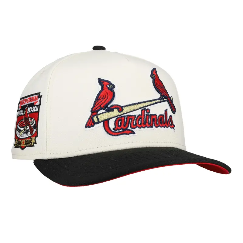 St. Louis Cardinals Busch Stadium Heritage 9Fifty Snapback Cap – White, Black, Red