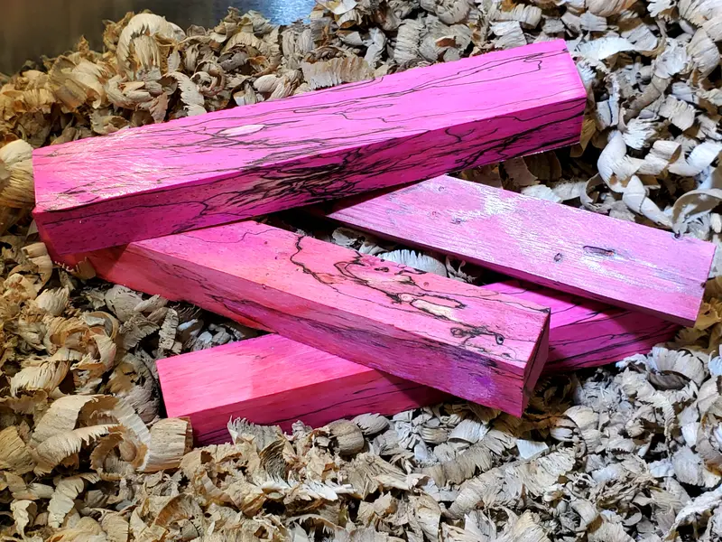 Stabilized Spalted Tamarind Pen Blank – Vibrant Pink Dyed