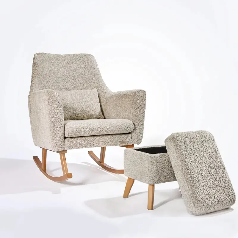 Tutti Bambini Oscar Luxe Rocking Chair and Matching Footstool – Teddy Mushroom