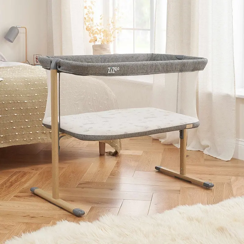 Tutti Bambini ZiZee Essential Crib – Natural Oak with Charcoal Trim