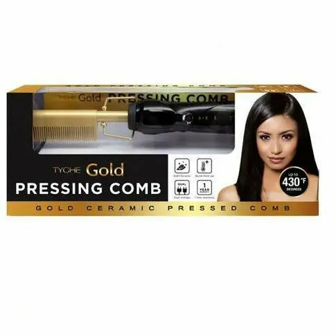 Tyche Gold Ceramic Pressing Comb for Sleek, Frizz-Free Styles