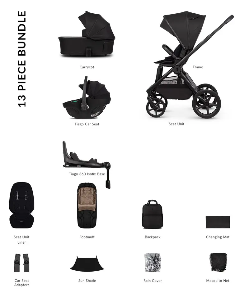 Venicci Upline 3 Four-in-One Travel System – Onyx & Black