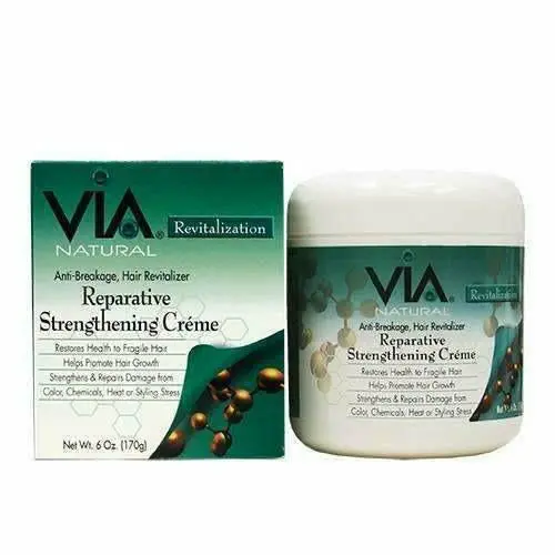 Via Natural Reparative Strengthening Cream for Damaged or Chemically Treated Hair – 6 oz
