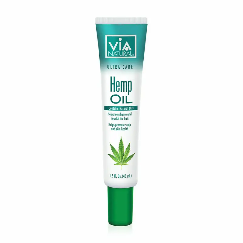 VIA Natural Ultra-Care Hemp Seed Oil – 1.5 oz Lightweight, Omega-Rich Hair Enhancer