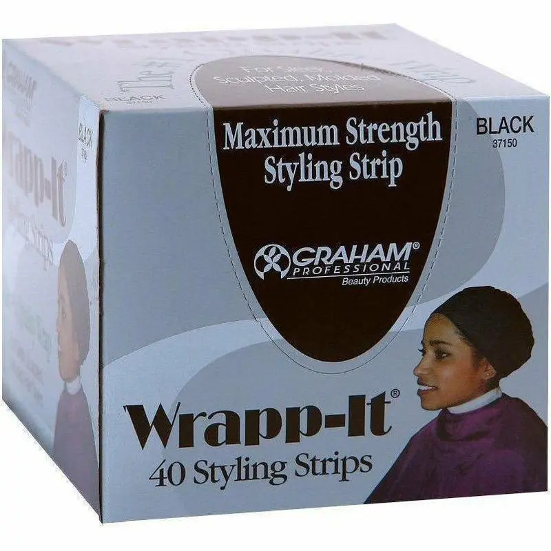 Wrapp-It Maximum Strength Styling Strips – 40 ct, Black